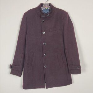 Gianni Feraud Men's Luxury Italian Wool Burgundy Coat Size 40 Quiet Luxury